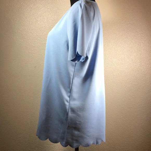NEW*PinkBlush Blue Solid‎ Scalloped Hem Top - Picture 11 of 15
